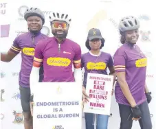  ?? ?? The Founder and Executive Director of ESIF, Olivia Nwankudu ( middle) and some members of the Foundation during the Walk& Cycle4endo.