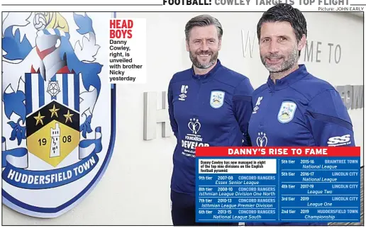  ?? Picture: JOHN EARLY ?? HEAD BOYS Danny Cowley, right, is unveiled with brother Nicky yesterday