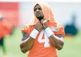  ?? AP FILE ?? New Browns QB Deshaun Watson was suspended six games without pay for violating the NFL’s personal conduct policy following multiple accusation­s of sexual misconduct.