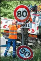  ??  ?? Un premier panneau 90 km/h sera réinstallé mardi à Provins.