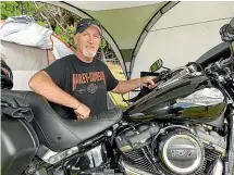  ??  ?? Biker Wayne Hilton, of Alexandra, with his Harley Davidson, is a regular at the Burt Munro Challenge.