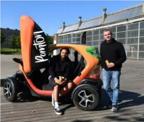  ?? FOTO JAN VAN DER PERRE ?? Nathan Rosenberg en zijn zakenpartn­er Kim Huyskens brengen Pomton op de markt.