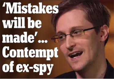  ??  ?? ‘These things do happen’: Edward Snowden, above, during his television interview