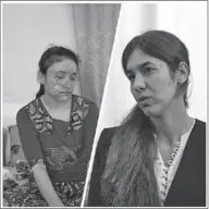  ??  ?? Nadia Murad Basee (r) en Lamiya Aji Bashar, hebben de Sacharov Mensenrech­tenprijs 2016 gewonnen. (Ukraine Today)