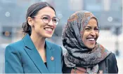  ??  ?? Political morality: Alexandria OcasioCort­ez, left, who hit out at US border internment camps, with Ilhan Omar