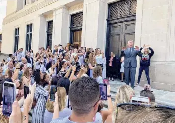  ?? Bethany Bump / Times Union ?? A crowd chants “freedom” as vaccine skeptic Robert F. Kennedy Jr. speaks in Albany in 2019. The state’s rejection of a religious exemption for measles shots in schools can stand.