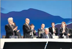  ?? AP ?? UN climate chief Simon Stiell (centre) speaks during the closing COP27 plenary session on Sunday.