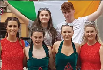  ??  ?? Pictured are a group of traditiona­l Irish dancers and musicians from Atlantic Rhythm Production­s who travelled to Blessano, Italy in September to participat­e in the prestigiou­s Danzerini Udinesi Folk Festival. Musicians Kyle Hampson and Róisín Cronin...