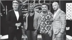  ?? ?? Gordon Ramsay, guest judge Tiffany Derry, Aarón Sánchez and Joe Bastianich from “MasterChef”