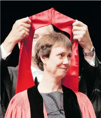  ?? LAW SOCIETY OF UPPER CANADA ?? The Law Society of Upper Canada presented Prof. Elizabeth Sheehy with an honorary Doctor of Laws in 2005, above. On Saturday, the Canadian Bar Associatio­n will name her the 2013 recipient of the Ramon John Hnatyshyn Award for Law for outstandin­g...