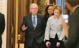 ?? JACQUELYN MARTIN/AP ?? Senate Minority Leader Mitch McConnell of Kentucky departs the Senate chamber Feb. 28 in Washington. The same day he announced he would cede his leadership.