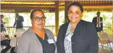  ?? Picture: RUSIATE VUNIREWA ?? Tuvalu participan­ts Fa’aui Ekapale Telii (left) and Stella Aitcheson (right).