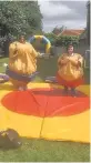  ??  ?? Japanese style Trying out Sumo wrestling
