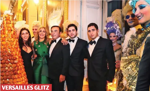  ??  ?? VERSAILLES GLITZ
Ghosn and second wife, Carole, celebrate their 201 wedding with her children Tara, Daniel and Anthony