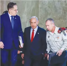  ?? (Olivier Fitoussi/Flash90) ?? PRIME MINISTER Benjamin Netanyahu arrives for a weekly cabinet meeting at the Prime Minister’s Office in Jerusalem, on Sunday.