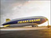  ?? MITCHELL ZACHS / ASSOCIATED PRESS ?? Goodyear’s blimp will bear a hashtag today that refers to a TV ad highlighti­ng the relationsh­ip between the tire maker and the Earnhardts.