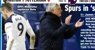  ??  ?? OFF: Mourinho replaces Bale