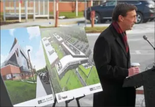  ?? PETE BANNAN — DIGITAL FIRST MEDIA ?? Vanguard Chief Financial Officer Michael Rollings speaks at the ground-breaking on the company’s new 240,000-square-foot building.