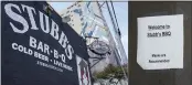  ?? CHUCK BURTON — THE ASSOCIATED PRESS ?? This combinatio­n of photos shows signage for Stubb’s BBQ and Amphitheat­er appears outside the establishm­ent in Austin, Texas. Right, a sign requesting customers wear masks is displayed near the entrance. The music industry is moving toward vaccine mandates for concertgoe­rs, but local and state laws have created murky legal waters for COVID-19rules in venues.