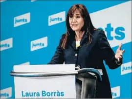  ?? QUIQUE GARCÍA / EFE ?? La presidenci­able de Jxcat, Laura Borràs, ayer en la Llotja de Mar