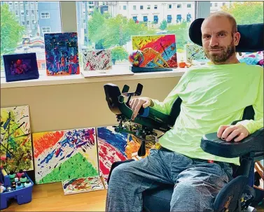  ?? SUBMITTED PHOTO ?? Jerermiah Wilson is pictured near some of the artwork he recently completed. A benefit concert is scheduled for him this Sunday to raise money for a wheelchair-accessible van to help him get to doctor’s appointmen­ts.