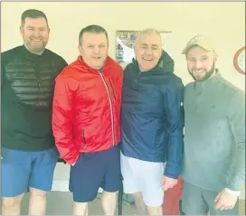  ?? ?? The grade 5 men’s team that secured a great win at Whitechurc­h last Sunday; Ray Hurley, Liam O’Grady, Sean Keane (captain) and Cillian Dollion.