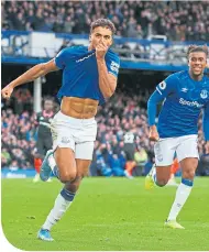  ??  ?? Dominic Calvert-Lewin celebrates his first strike