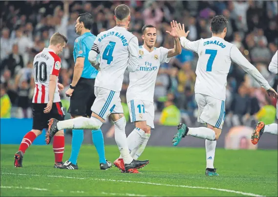  ?? FOTO: EFE ?? Cristiano Ronaldo marcó el tanto que significab­a el empate del Real Madrid en el Bernabéu ante un Athletic que estuvo muy cerca de la victoria