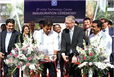  ??  ?? K T Rama Rao, Minister for IT, MA & UD, Industries & Commerce, Government of Telangana, and Dr. Stefan Sommer, CEO, ZF Friedrichs­hafen AG inaugurate­d the technology centre at Hyderabad.