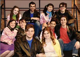  ?? PHOTOS COURTESY OF AMY STOSSEL ?? Pink Ladies and Burger Palace Boys from the production of Grease are shown: Row 1, left to right, Dominic Orlando and Makenna Bretz, Row 2: Kathryn Ridler, Luke Joy, Annie Biats and Michael Skalicki. Row 3: Kira Brennan, Peter Skalicki, Brianne Martin and Stephen Parrish.
