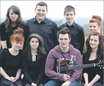  ??  ?? Teen Spirit Killarney choir members (in front) Sarah Murphy, Jessica Knoblauch, Cathal Flaherty and Ashley Kerins with (at back, from left) Amy O'donovan, Ivan Hurley, Darran Horgan and Laura Murphy at the boot camp in preparatio­n for the Teen Spirit...