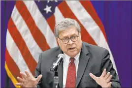  ?? Jeff Roberson The Associated Press ?? Attorney General William Barr’s final day on the job will be Dec. 23, according to President Donald Trump. Jeff Rosen will serve as acting attorney general.