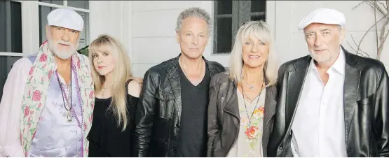  ??  ?? The classic Fleetwood Mac lineup included drummer Mick Fleetwood, left, vocalist Stevie Nicks, guitarist Lindsey Buckingham, keyboardis­t Christine McVie and bass player John McVie.