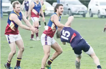  ??  ?? Catani’s Nicholas Visser wins a free kick for high contact; Photograph­s: Michael Robinson.