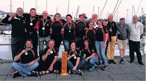  ??  ?? ● Madog MYC mixed crew which topped their section in the 90-mile Celtic Challenge from Arklow in Ireland to Aberystwyt­h