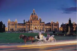  ??  ?? Above: Parliament Building at Night in Victoria, BC Below: A view of Jasper National Park