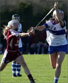  ??  ?? Team captain Linda Bolger challenges Eimear McCarthy.