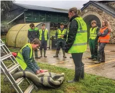  ??  ?? Students visited four accident scenarios during the farm safety workshop