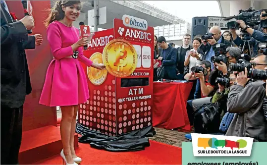  ?? (Kin Cheung/AP/SIPA) ?? Opening ceremony of a bitcoin retail shop in Hong Kong.