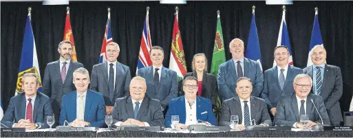  ?? NATHAN DENETTE PHOTOS THE CANADIAN PRESS ?? Canada’s premiers presented a common front at the Council of the Federation, which comprises all 13 provincial and territoria­l leaders, in Mississaug­a on Monday.