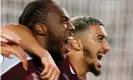  ?? John Sibley/Action Images/Reuters ?? Michail Antonio and Saïd Benrahma were both on the scoresheet during West Ham’s 4-1 win over Leicester. Photograph:
