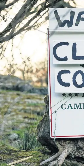  ??  ?? A sign at Betws-y-Coed implores tourists to stay away during the Covid-19 lockdown.