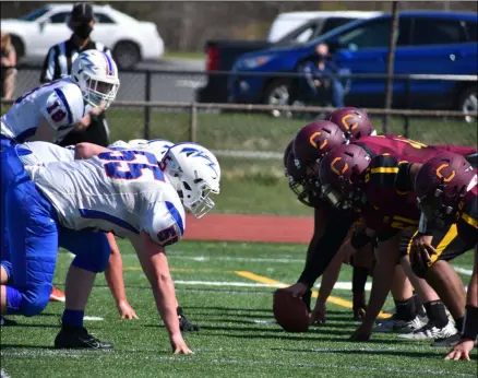  ?? BY KYLE ADAMS KADAMS@SARATOGIAN.COM @KASPORTSNE­WS ON TWITTER ?? Colonie defeated Saratoga 40-0 on April 10, 2021 in the final game of the regular season.