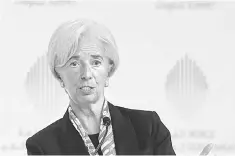  ??  ?? Internatio­nal Monetary Fund (IMF) Managing Director Christine Lagarde gestures during the World Government Summit in Dubai, United Arab Emirates. — Reuters photo