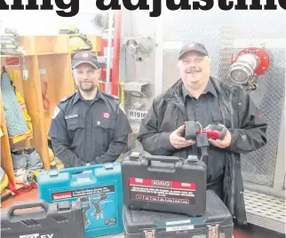 ?? CONTRIBUTE­D ?? Captain Blake Rafuse, left, and chief Doug Rines of the Chester Basin Fire Department display some of the tools they purchased using proceeds from the Firefighte­rs 50-50 raffle, including the $18,000 thermal imaging camera held by Rines.