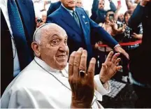  ?? Cecilia Fabiano/Associated Press ?? Pope Francis leaves Agostino Gemelli University Polyclinic in Rome nine days after undergoing abdominal surgery.