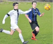  ??  ?? Forfar were 3-1 winners over Dundee Rangers (white) in the U/16 Queens Jubilee Cup semi-final.