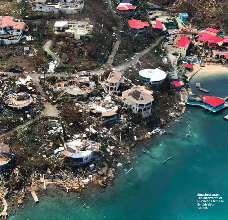  ??  ?? Smashed apart: The aftermath of Hurricane Irma in British Virgin Islands