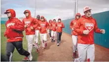  ?? ROBERTO E. ROSALES/JOURNAL ?? The UNM baseball team, shown during its first workout of the season Feb. 6, likely won’t have a shortage of players when the season commences next year.