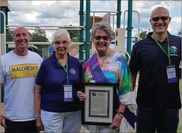  ?? SUBMITTED ?? Alice Fish was chosen as the 2019 Concord Township Citizen of the Year based on her extensive community work. Pictured are Concord Township Trustees Paul Malchesky, left, and Connie Luhta, award winner Alice Fish, and Concord Township Trustee Carl Dondorfer.